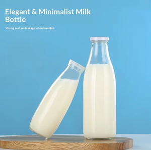 <b>Glass</b> Milk <b>Bottle</b> Food Grade Clear <b>Glass</b> Airtight Screw Cap Milk <b>Juice</b> Beverage 200ml 250ml 500ml 1000ml Custom Logo Wholesale - Product Image 6