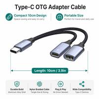 Adaptor USB OTG Tipe C PD 60W Pengisian Cepat Kabel Kepang 2-in-1 untuk Smartphone Tablet Laptop Hubungkan Flash Drive Mouse