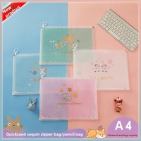 Carpeta de Archivos 3D Creativa con Purpurina y Efecto Arena Movediza, A4, Papelería Colorida, Bolsa Impermeable con Cierre Zip-lock de PP, para Escuela Primaria