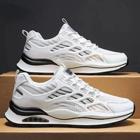 Zapatos Deportivos Transpirables de Malla Blanca Versátiles para Hombre con Suela Gruesa para Deportes y Ocio, Ideales para la Primavera y el Invierno