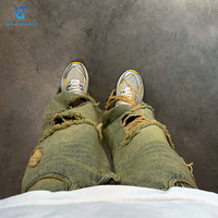 Pantalons en jean déchirés et délavés à l'acide de la marque BENTURA, jeans vintage personnalisés brodés, fabricant de jeans en denim
