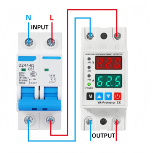 جهاز حماية صناعي 2P 40A 63A 220V 230V مع شاشة رقمية للحماية من الجهد الزائد والمنخفض والتيار الزائد والدائرة القصيرة - Product Image 2