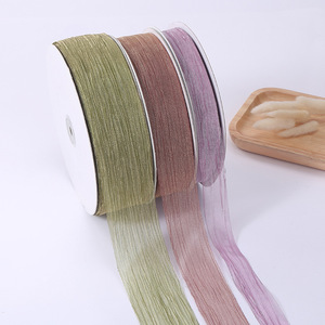 Nastro in Organza Plissettato a Doppia Faccia da 1 Pollice in Colori Solidi per Accessori per Capelli Fatti a Mano - Product Image 2