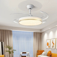 Ventilateur de plafond LED invisible de 42 pouces avec télécommande, lumière à couleur variable, design moderne, rétractable, 220V