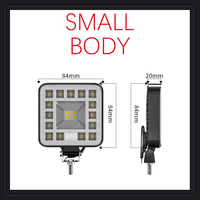 DXZ H-MINI-F-23 Mini projecteur de travail 3 pouces 23 LED 18W à faisceau large 9-80V blanc pour camion, SUV, VTT, moto, tout-terrain