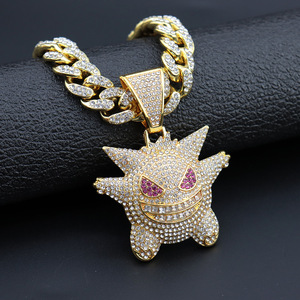 Nuovo Arrivo Collana Hip Hop Gengar con Catena Cuban Link da 13mm e Ciondolo Bling Piccolo Mostro in 3 Colori, Regalo da Uomo, Gioielli in Lega - Product Image 3