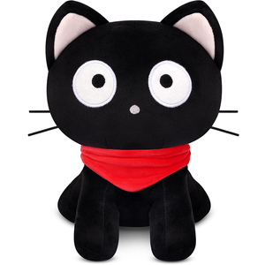 Vente en gros d'usine Jouet en peluche chat noir kawaii avec écharpe rouge 8 pouces Grands yeux Chat en peluche doux pour garçons et filles - Product Image 1