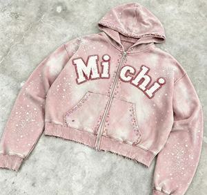 Felpe con Cappuccio Personalizzate 100% Cotone con Cerniera, Ricamo, Stampa, Effetto Vintage, Lavaggio Distressed, Strass, Casual - Product Image 4