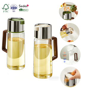 Pulvérisateur Huile 550ml 18.5oz Bouteille Verre 2 en 1 Cuisine <span class=keywords><strong>Vinaigre</strong></span> Huile Olive Noix de Coco Atomiseur Pression Dispenseur - Product Image 1
