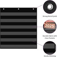 Pizarra de bolsillo plegable negra para el aula con 6 bolsillos transparentes para uso en el hogar y la escuela, pizarras plegables y tiras de frases