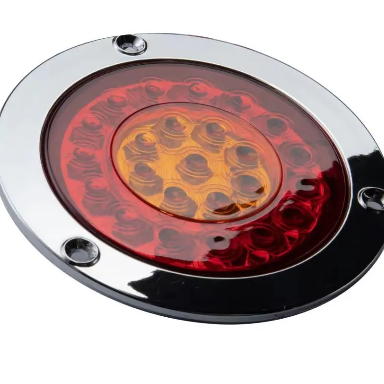 Popular Style LED 4inch Round Taillight 12V 24V High Low Beam Four Wires Truck Trailer Lights With Angel Eyes