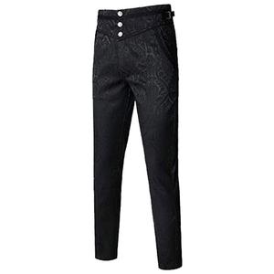 2025 nouveau pantalon médiéval pour hommes Jacquard gothique Steampunk élégant boutons classique noir Burlesque hommes Vintage pantalon - Product Image 1