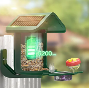 Mangeoire intelligente pour oiseaux 2.7L avec caméra à énergie solaire 2K Live Feed Cam pour Backyard AI Identifier Auto Capture <span class=keywords><strong>Bird</strong></span> Videos Pictures - Product Image 3