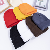 Bonnet d'hiver thermique épais avec logo brodé personnalisé, vente en gros, unisexe, uni, couleur unie, 100% acrylique, bonnet tricoté chaud