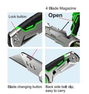 Cuchillo Multiusos Retráctil 2 en 1 Compacto de Grado Industrial, Mango de Aluminio, Certificado CE, Cinta Métrica de 2 Metros, 3 Cuchillas, Diseño Oculto - Product Image 6