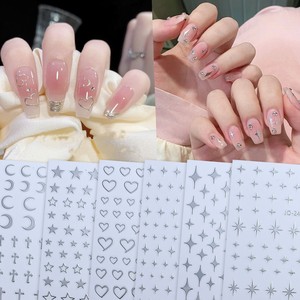 Pegatinas de <span class=keywords><strong>Uñas</strong></span> con Diseño de Corazón Hueco Plateado Láser, Estrellas <span class=keywords><strong>y</strong></span> Luna, Adhesivos Metálicos 3D para <span class=keywords><strong>Uñas</strong></span>, Decoración Celestial para Manicura - Product Image 2