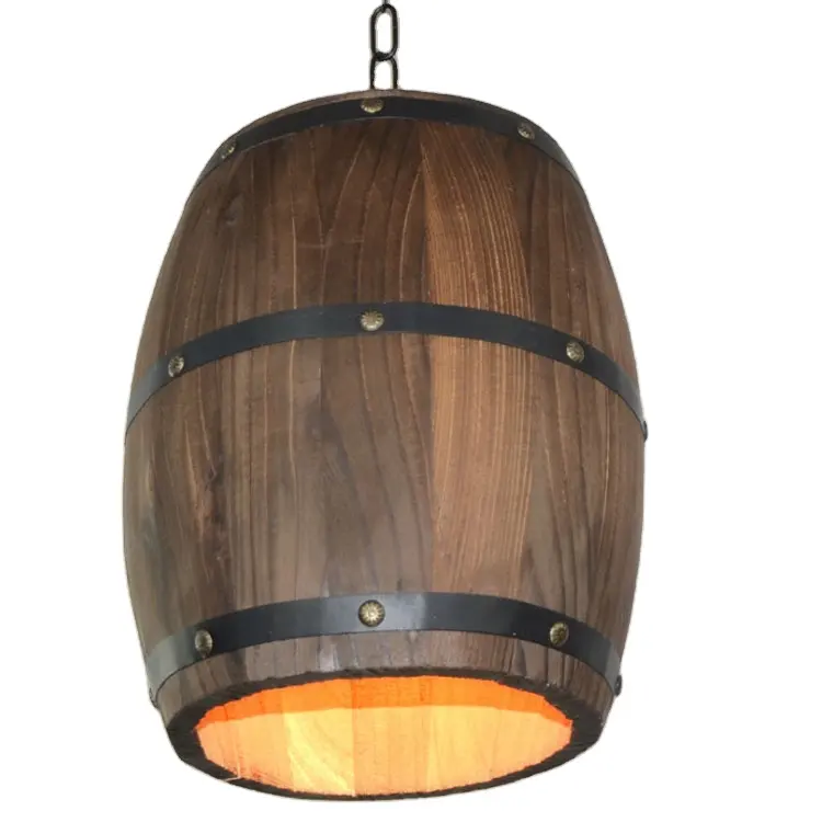 Wooden Barrels Ceiling Light Lamp Shade Bar Cafe Chandelier Restaurant Living Room Lamp