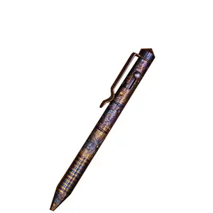 Metal taktik kalem cıvata eylem Clicker ve cam kırma ucu
