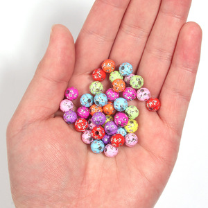 8mm <b>Acrylic</b> Mixed Color Cartoon Silver Round Printed Straight Hole <b>Bead</b> DIY Pen <b>Beads</b> Small Accessory - Product Image 4