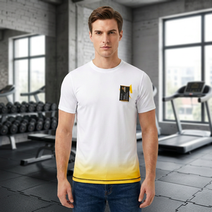 T-shirt unisexe AERO AFI à manches courtes, dégradé olive jaune, séchage rapide, impression par sublimation, logo frontal, 100% coton, haut de sport - Product Image 5