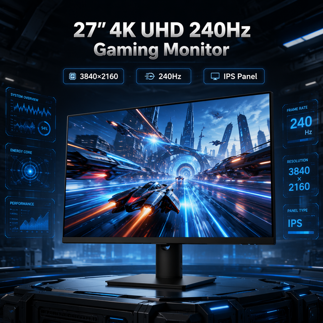 27 Inch 4K UHD 240Hz Gaming Monitor IPS Panel 3840x2160 Ultra High Refresh Rate Display DP OEM ODM