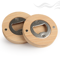 Stock du fabricant 2 en 1 Ouvre-bouteille de boissons rond en bois fait main pour la cuisine, ouvre-bouteille de bière avec logo personnalisé