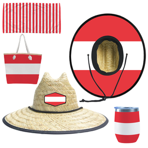 <span class=keywords><strong>หมวก</strong></span>ฟางชายหาดสีธงชาติออสเตรียและปารากวัยสำหรับผู้ชายและผู้หญิงจาก JAKIJAYI ขายส่ง - Product Image 2