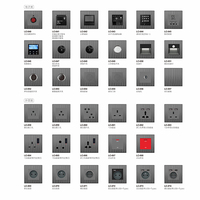 Haute qualité gris couleur luxe plaque de verre acrylique interrupteurs muraux électriques et prises LC série hôtel interrupteur prise