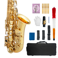 Alto Eb Tune Saxophone Brass Gold Lacquer Sax With Case Mouthpiece 2.5 Alto Saxophone Reeds Cork Strap Brush Gloves Case