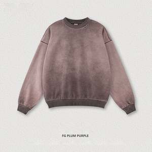 Yingling Vintage Acid Wash <b>Men</b> <b>Sweatshirt</b> Hoodie Custom Heavy Weight 380G Round Collar 100% Cotton Custom Logo <b>Sweatshirt</b> - Product Image 2