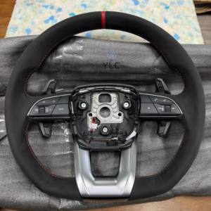 Volant en cuir pleine fleur <span class=keywords><strong>S</strong></span>-<span class=keywords><strong>Line</strong></span> avec bouton de démarrage YLC pour <span class=keywords><strong>Audi</strong></span> R8 TTRS C6 C7 S7 S4 A4 B8 RS3 SQ5 S5 B9 A6 C8 A3 <span class=keywords><strong>2018</strong></span> - Product Image 3