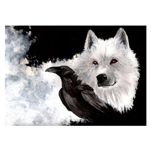 Hot DIY punto de cruz decoración del hogar animal <span class=keywords><strong>zorro</strong></span> blanco <span class=keywords><strong>Cuervo</strong></span> diamante pintura herramientas 5D diamante pintura - Product Image 1
