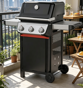 Parrilla de Gas de 3 Quemadores, Superficie de Cocción de 51x46 cm, Rejilla de Calentamiento, Termómetro Integrado, Barras Aromatizantes, 2 Ruedas - Product Image 4