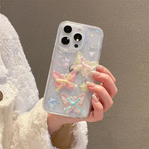 Coque arrière transparente 3D en époxy avec nœud papillon et paillettes brillantes pour <span class=keywords><strong>iPhone</strong></span> <span class=keywords><strong>Pro</strong></span> Max 15 TKA - Product Image 4