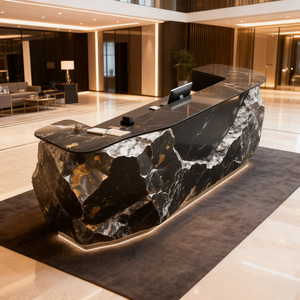 Mostrador de Recepción Q023 con Acabado de Roca Natural de Lujo en FRP para Hotel y Salón de Belleza con Forma Flotante Única - Product Image 3