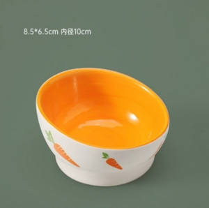 Mangkuk kelinci keramik ramah lingkungan, mangkuk hewan peliharaan pribadi, mangkuk air & makanan kucing dan anjing berbentuk wortel lucu - Product Image 4