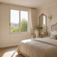 Fenêtre en aluminium JUNYAO Factory Cream Villa 2,0 mm avec verrouillage multipoints, résistante aux intempéries, insonorisée, isolation thermique, CE NFRC, extérieur, hôtel