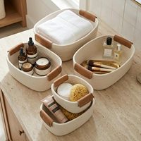 Conjunto de 5 Cestos de Armazenamento de Algodão Resistente para Prateleiras, Perfeitos para Organização Doméstica, Cestos de Armazenamento de Qualidade
