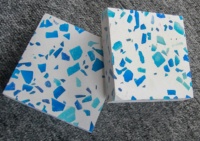 Carreaux de terrazzo bleus personnalisés en pierre artificielle polie pour les escaliers