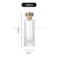 Bouteille de parfum vaporisateur originale personnalisée bouteille de parfum transparente usine vente en gros 150ml bouteille de parfum en verre cylindrique cannelé avec bouchon