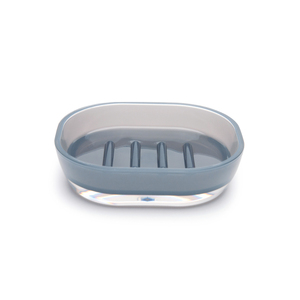 Portasapone Ovale in Plastica Excelsa 12,5x3,5x10,5 Cm Grigio con Drenaggio Automatico Design Minimalista per Bagno - Product Image 1