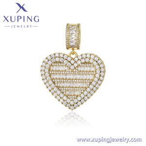 P220819 Joyería Xuping Dije de Encanto para Dama de Alta Calidad Corazón Como Diamante Completo Oro de 14K Nuevo - Product Image 2