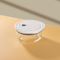 Hoge borosilicaat glazen fruitschaal voor het mixen, bewaren en koken van fruit, met hittebestendig, luchtdicht deksel, transparante voedselbewaarbak