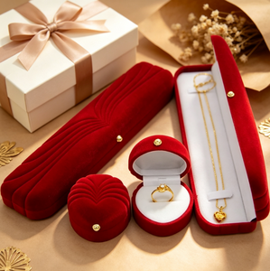 Vintage <b>Velvet</b> <b>Jewelry</b> Box Heart Ring & Long Necklace Storage Case Gift <b>Boxes</b> for Wedding Engagement <b>Jewelry</b> Packaging Display - Product Image 5