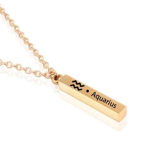 Collar con colgante de acero inoxidable chapado en oro con letras personalizadas en 3 colores, collar con 12 signos del zodiaco para regalo de parejas - Product Image 4
