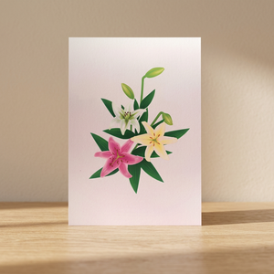 Cartes pop-up Viet-craft Lily Kirigami Origamic en papier fait main, carte de vœux 3D, design floral, impression offset, rose, Hanoi - Product Image 6