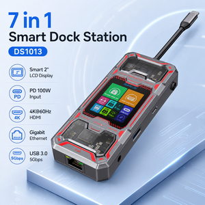 Hub USB C Inteligente 7 en 1 con Pantalla LCD, <span class=keywords><strong>HDMI</strong></span> 4K 60Hz, RJ45 Gigabit Ethernet, <span class=keywords><strong>Adaptador</strong></span> <span class=keywords><strong>de</strong></span> Estación <span class=keywords><strong>de</strong></span> Acoplamiento Tipo C con PD <span class=keywords><strong>de</strong></span> 100W - Product Image 1