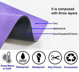 Tissu néoprène personnalisé 2mm 3mm 4mm avec boucle adhésive, tissu en néoprène imperméable en tissu éponge laminé pour ceinture amincissante - Product Image 5