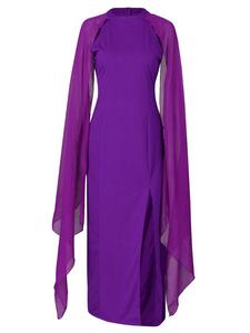 Boho di Stile di Modo Del Manicotto Del Batwing Delle Donne Del Vestito <span class=keywords><strong>Chiffon</strong></span> Più Il Formato di Alta Split Vestito E763 - Product Image 6