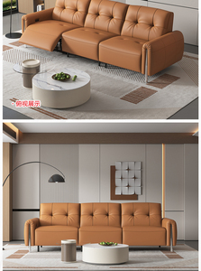 Juego de sofás reclinables de cuero rojo para sala de estar, sillón reclinable eléctrico. - Product Image 3